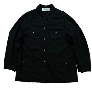 St. John Sport by Marie Gray Long Sleeve Shirt Jacket Linen Black Womens Size L